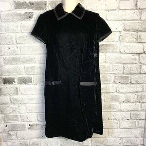 Vintage Handmade Black Velvet Short Sleeve Gothic Shift Dress